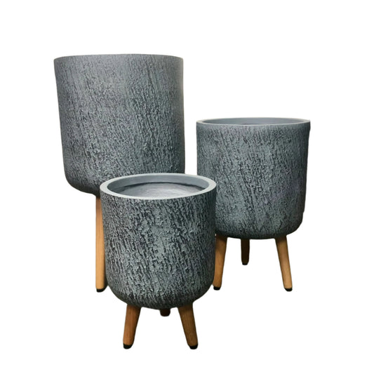 Slate Tripod Planters - Grey