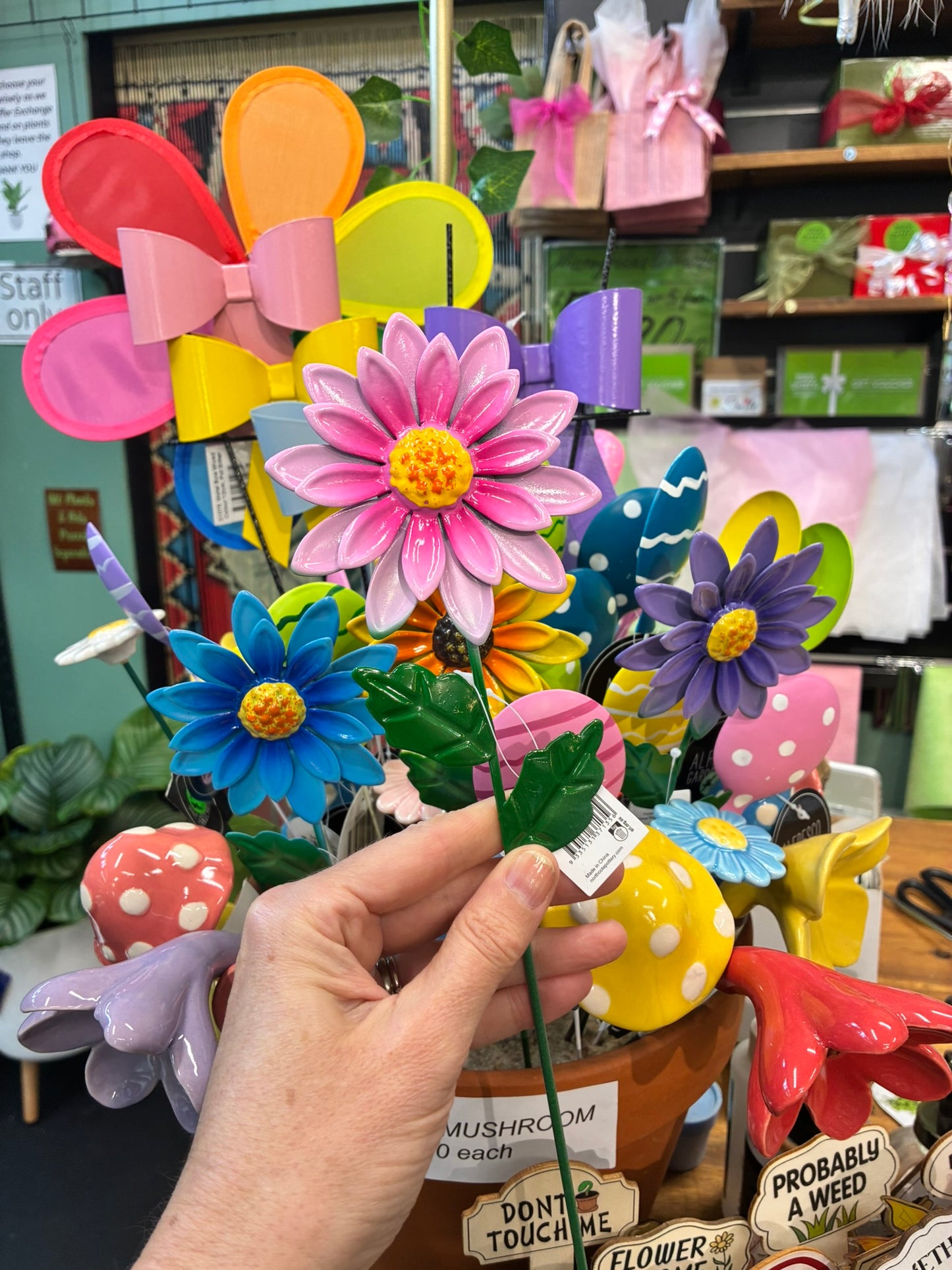 Novelty Flower Stakes - 4 Colours