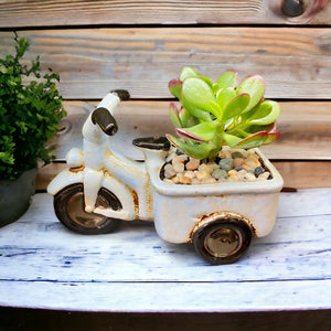 Scooter Planter with Jade Plant potted