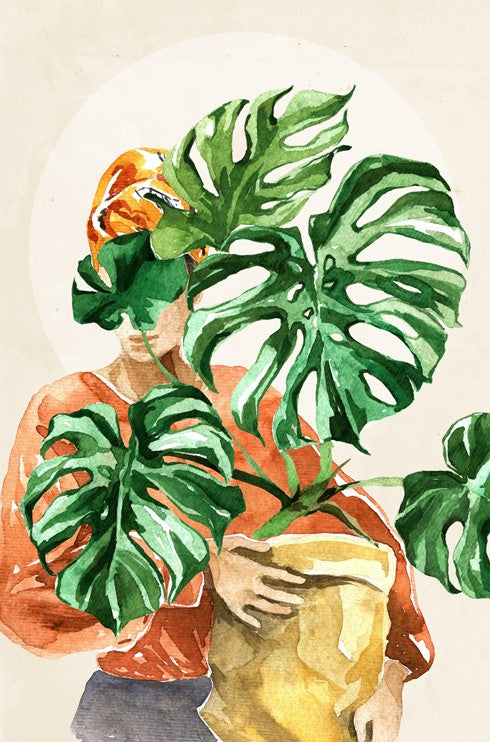 Blank Card - Lady with Monstera
