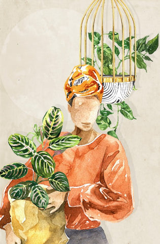 Blank Card - Lady Holding Plant