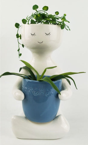 Person Holding a Pot Planter Dusty Blue - Large