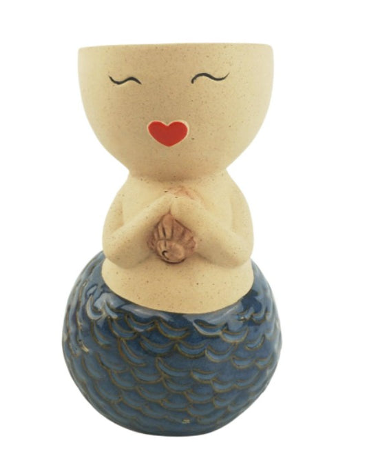 Mermaid Planter Blue 15cm