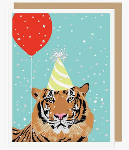 Tiger with Balloon Birthday Card