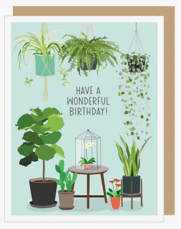 Potted Houseplants Birthday Card