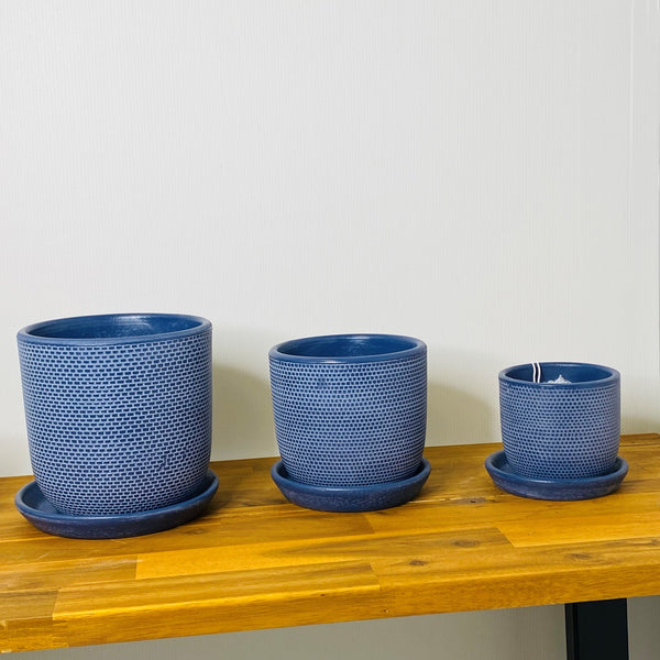 Soho Pots with Saucers - Blue - 3 sizes