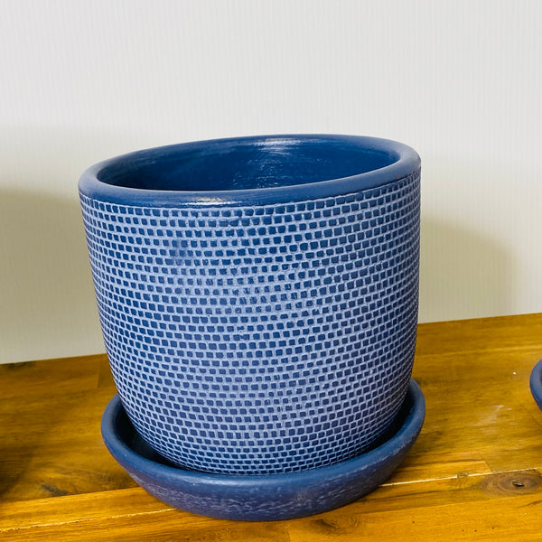 Soho Pots with Saucers - Blue - 3 sizes
