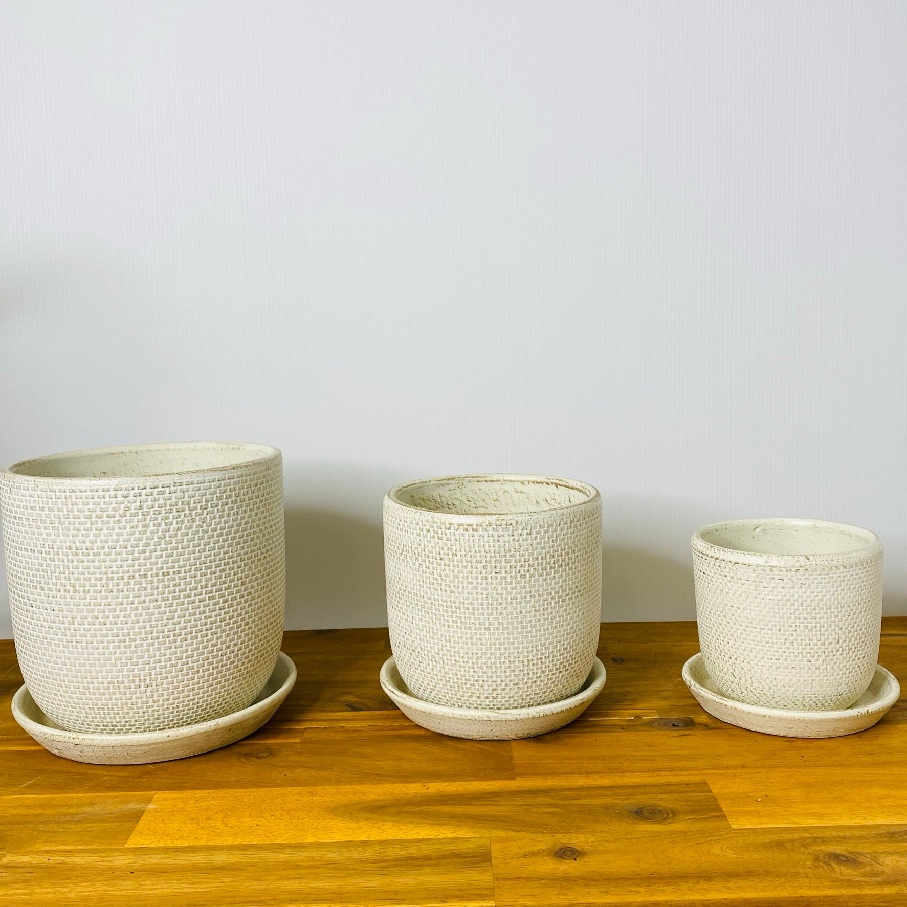 Soho Pots with Saucers - Ivory - 3 sizes
